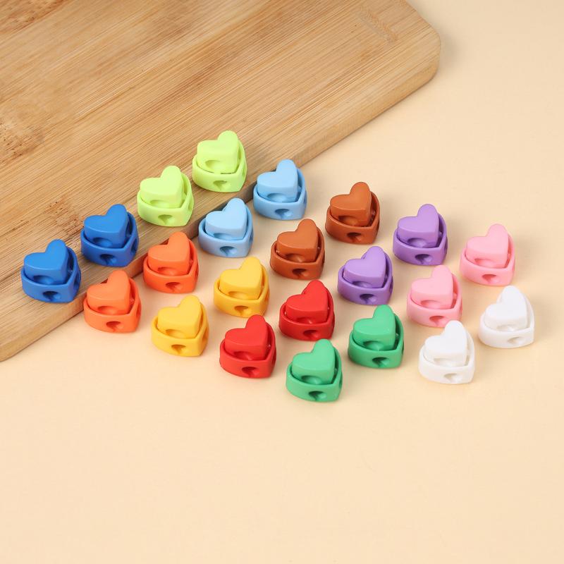 5Pcs Colorful Garment Stoppers Heart-Shaped Plastic Cord Locks Double Hole Spring Toggle Anti-Slip Stoppers Garment Accessories