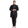 Plus Size Solid Color Zipper Swimsuit Set for Women