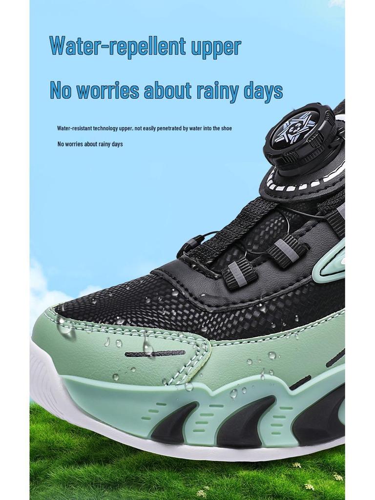 Boys' 2025 Autumn Mesh Leather Non-Slip Soft Sole Fashion Running Shoes