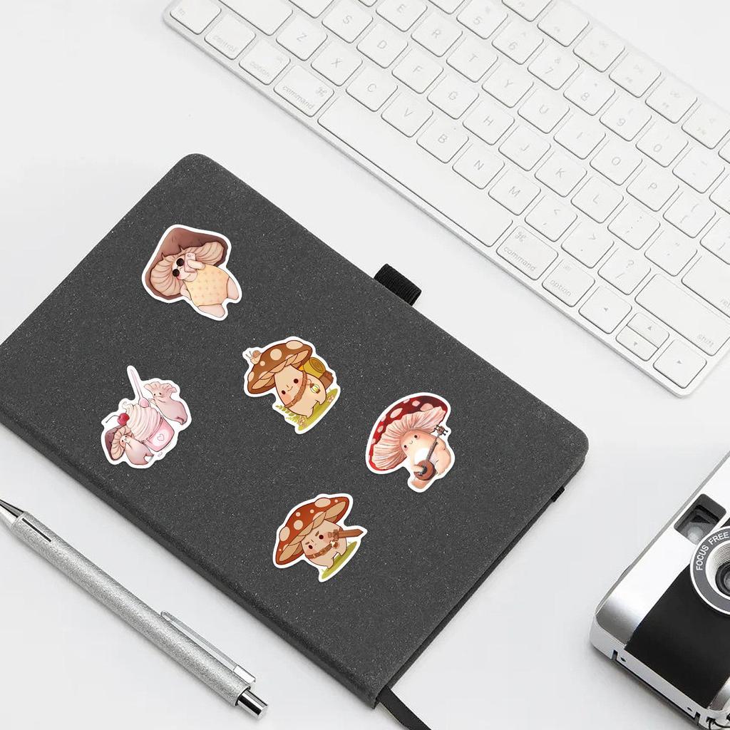 50PCS Cute Mushroom Stickers: Waterproof DIY Decals for Notebooks & Luggage