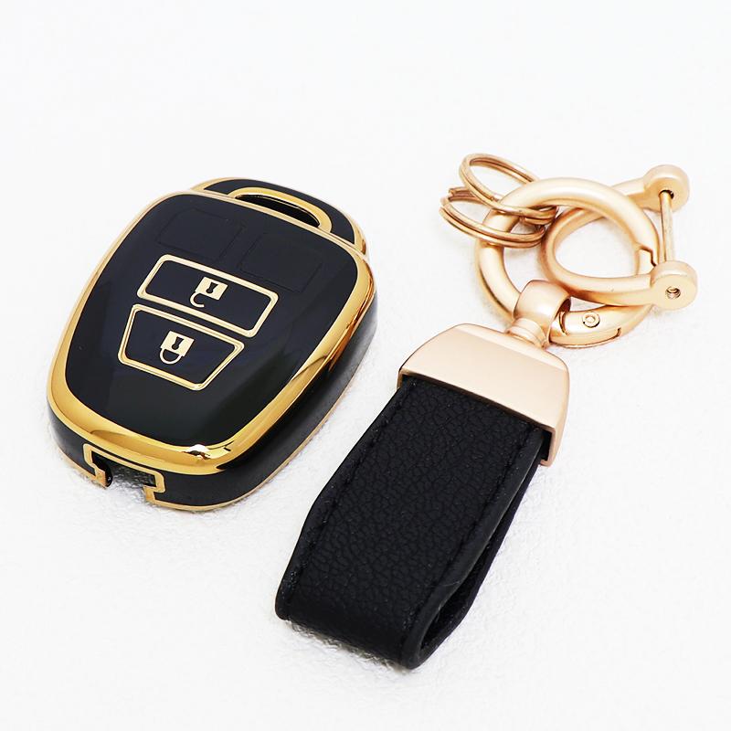 2 Buttons Gold Edge Tpu Auto Keyless Shell Fob Bag Protector Accessories For Toyota Prius Rav4 Camry Corolla Car Key Case Cover