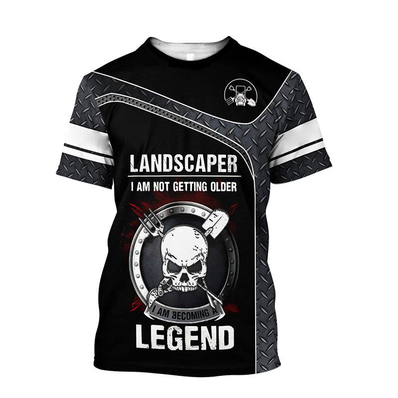 Fashion Design Gardener Uniform Pattern 3D Printing Men's Outdoor Round Neck Short Sleeved T-shirt