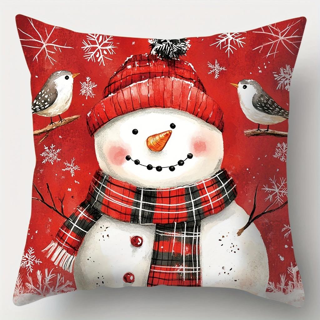 Christmas decoration pillowcase New Year gift Cute Snowman fawn print pillow cover sofa cushion suite home decoration