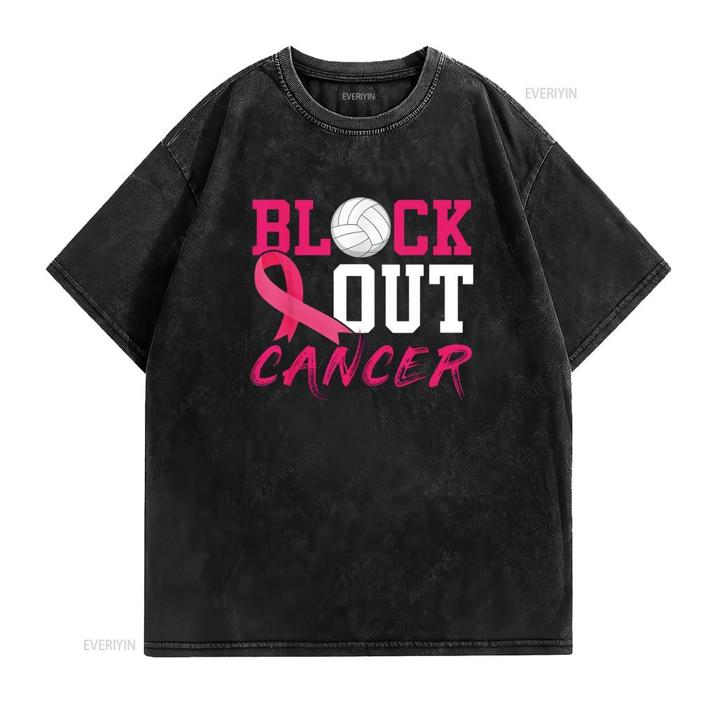 Womens T Shirt Volleyball Breast Cancer Awareness Block Out Black 2XL vintage Washed designer clothes Slightly Soft
