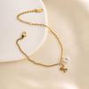 Süßes Zirkonfisch Natürliche Perle Charme Armband für Damen Edelstahl Goldfarbe Perlenkette Schmuck Valentinstagsgeschenk