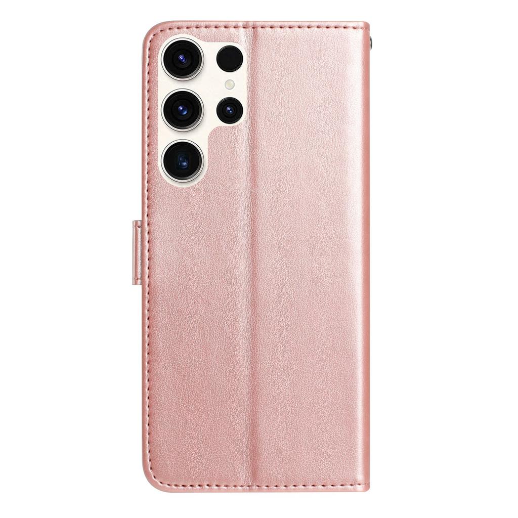 For Samsung Galaxy S24 Ultra Wallet Case Rose Pattern Imprinted Leather Flip Stand Phone Cover