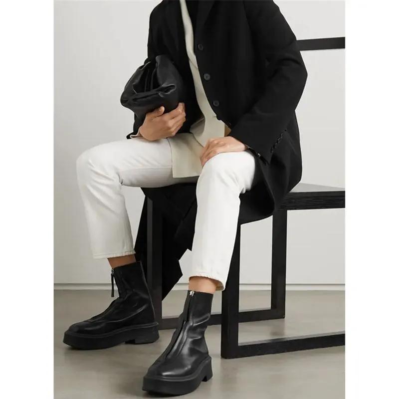 Женские высокие ботильоны Короткие ботинки с толстой подошвой Осенняя и зимняя обувь — фото 5