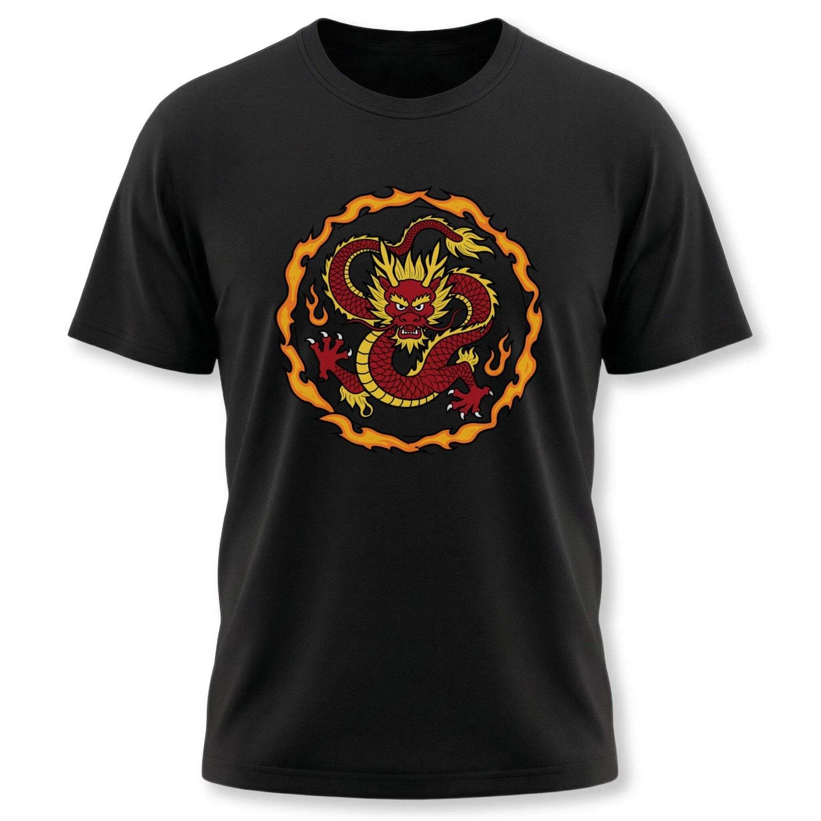 Chinese Red Dragon Fire T-Shirt | Everyday Streetwear Unisex Graphic Tee XL