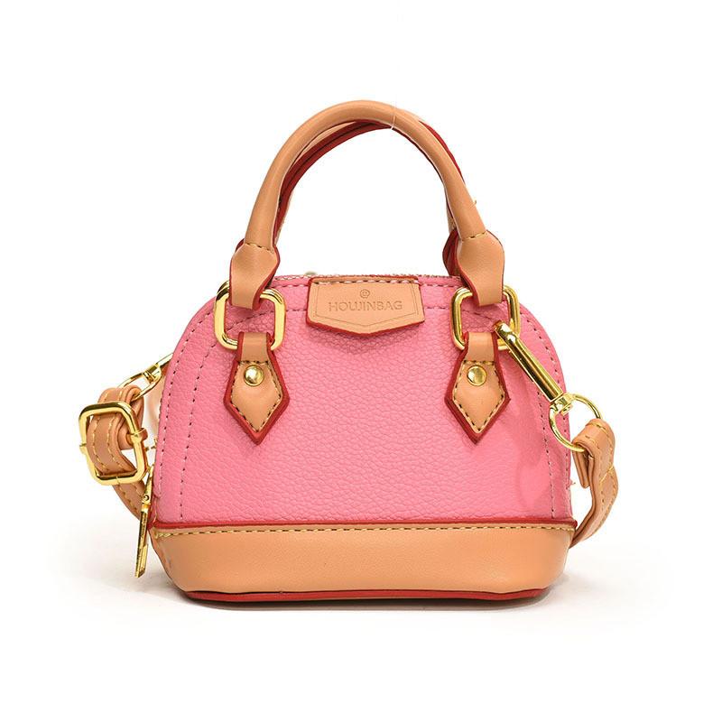 Trendy Korean Style Mini Shell Bag For Kids Unisex Fashionable Color Block Design