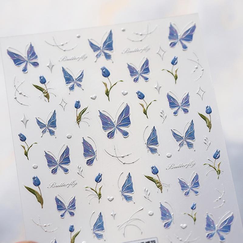 

Наклейки для ногтей Magico Moji TS-3696 Голубая бабочка с дизайном ароматных перьев