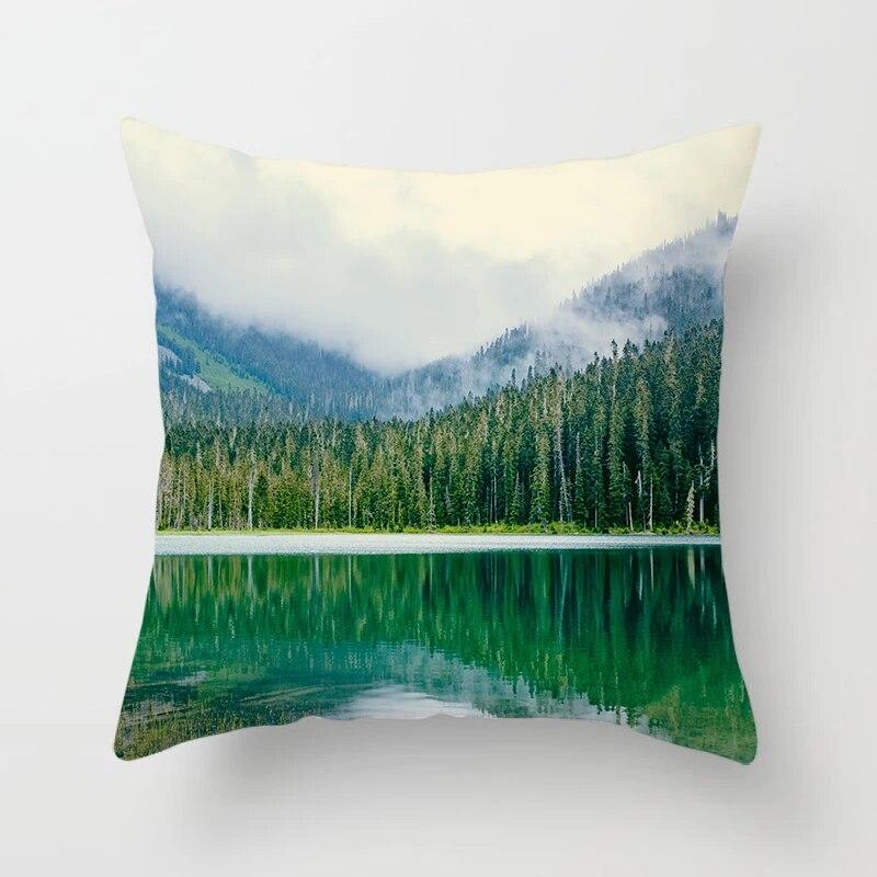 Mountains River Natural Scenery Pillow Cover Sofa Decoration Car Office Seat Cushion  Room   Home