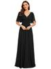 Ever-Pretty Women's Chiffon A-Line Empire Waist Floor Length V Neck Wedding Party Dress With Ruffles Sleeves
