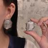 Exaggerated Irregular Blue Gray Resin Stud Earrings for Women Girls Japan and Korea Style Large Earrings Rings Jewelry Wholesale