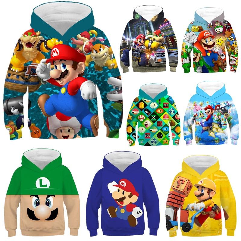 Super Mario Brothers Mario Children's Versatile Sweater Cosplay Spring and Autumn Anime Hoodie Jacket Men
