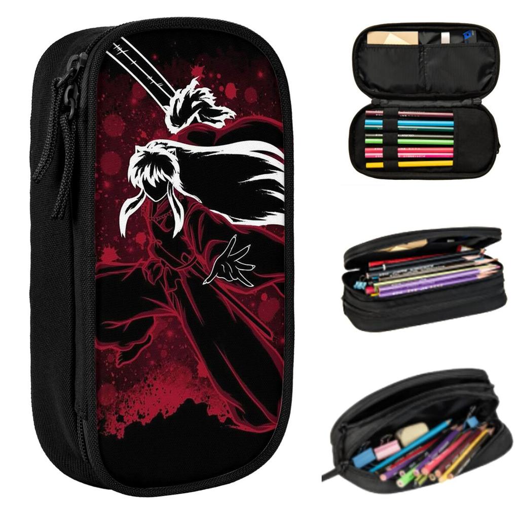 Manga Kimono Inuyasha Sesshomaru Pencil Case for Students Gifts Pen Box Pencil Bag Stationery Supplies Pen Holder Bag