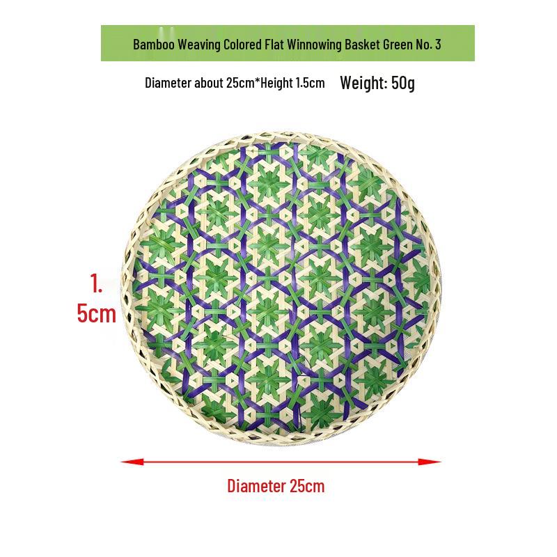 Colorful Handmade Bamboo Weaving Winnowing Basket - Round Hanging Ornament & Sieve for Kindergarten, Hotel, or Homestay Decoration