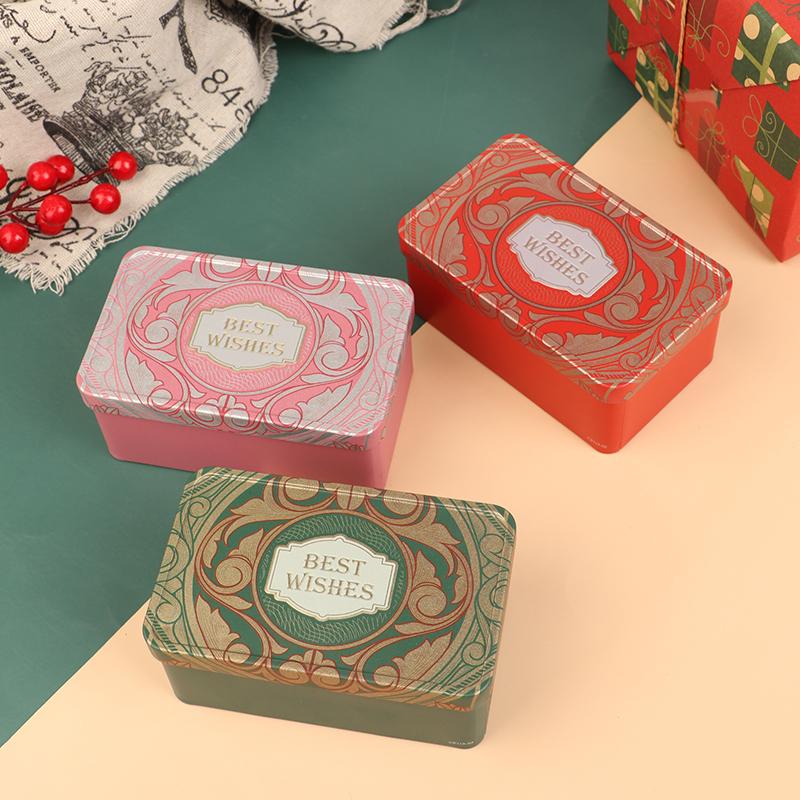 1 Stück Rechteckige Weißblechdose Süßigkeitenbox Geschenkaufbewahrungsbox Keksdose Metalldose Aufbewahrungsbox für Zuhause Weihnachts-Süßigkeitendosen Kindergeschenk
