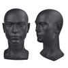 SiFi PVC Matte Black Mannequin Head, Professional Beauty Male Mannequin Head with Hair, Glasses, Hats, and Headphone Display Stand (L30 - Matte Black)
