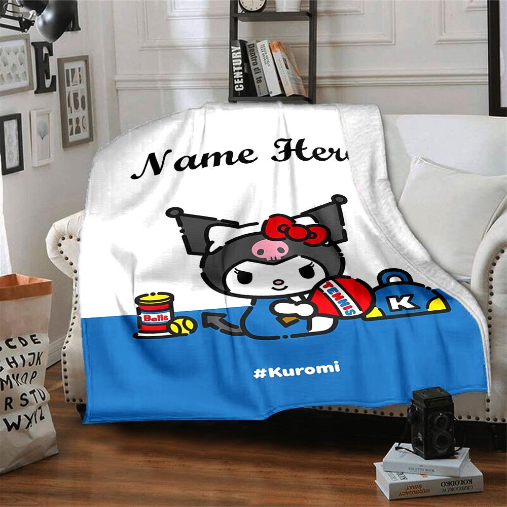 Customizable Kuromi2 Throw Blanket – Personalized Name, All-Season Cozy Snug Blanket, Machine Washable, Personalized Blanket