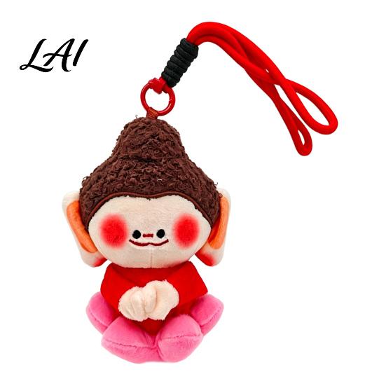 Plush Keychain for Bags Cute Buddha Keychain Dunhuang Style Pendant with Embroidered Colorful Woven Bracelet Details Soft Car Bag Charm Creative