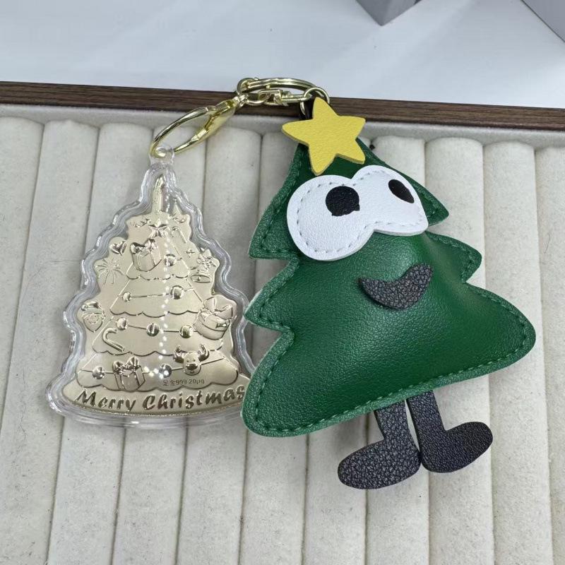 Gold 999 Christmas Tree Keychain Cute Pendant Bag Charm Gift Without Gold