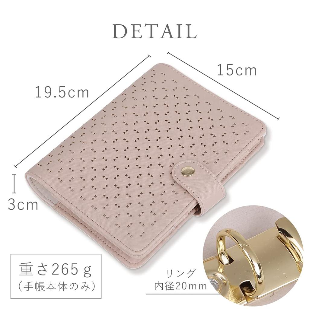 Monobox B6 System Planner, Bible Size, Cute Polka Dot Pattern, Belt Button, Includes 10 Convenient Refills, B6monobasicpro4, Beige