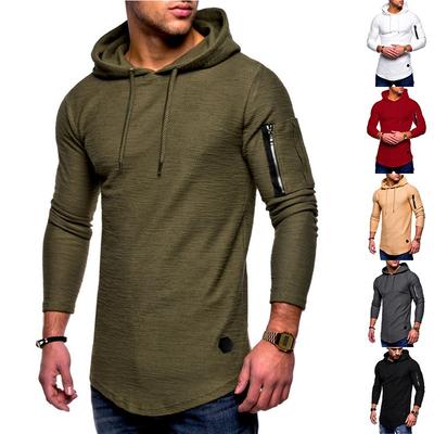 Men Slim Fit Long Sleeve Hooded T Shirt Casual Basic Top