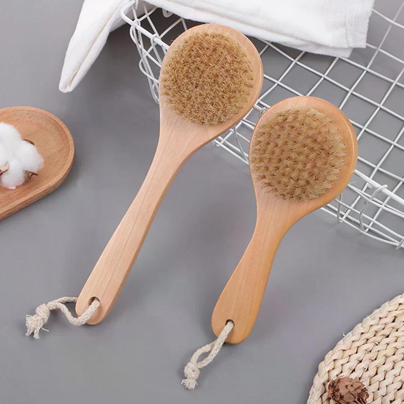 1 Pz Spazzola Esfoliante in Legno per Massaggio Corpo Doccia Setola Naturale Spazzola da Bagno Morbida Bagno Donna Uomo Spazzola per la Cura della Pelle