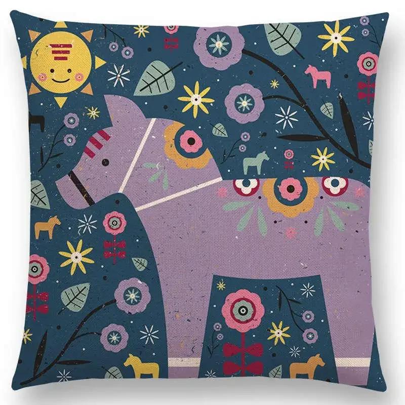 Niedliche Cartoon-Tiere Sofa Überwurf Kissenbezug Blumen Blatt Mond Sterne Nachthimmel Fuchs Flamingo Katze Schwan Vogel Narwal Kissenbezug