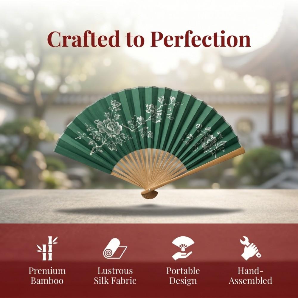 Summer Bamboo Folding Fan Chinese Style Decorative Bamboo Fan Handheld Fan for Dance Performance