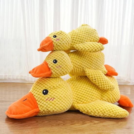 Uklidňující kachna Hračka pro psa Quack-Quack Kachna Plyšová hračka pískací kachna Interaktivní Žvýkací hračka Žvýkací štěně Žlutá kachna