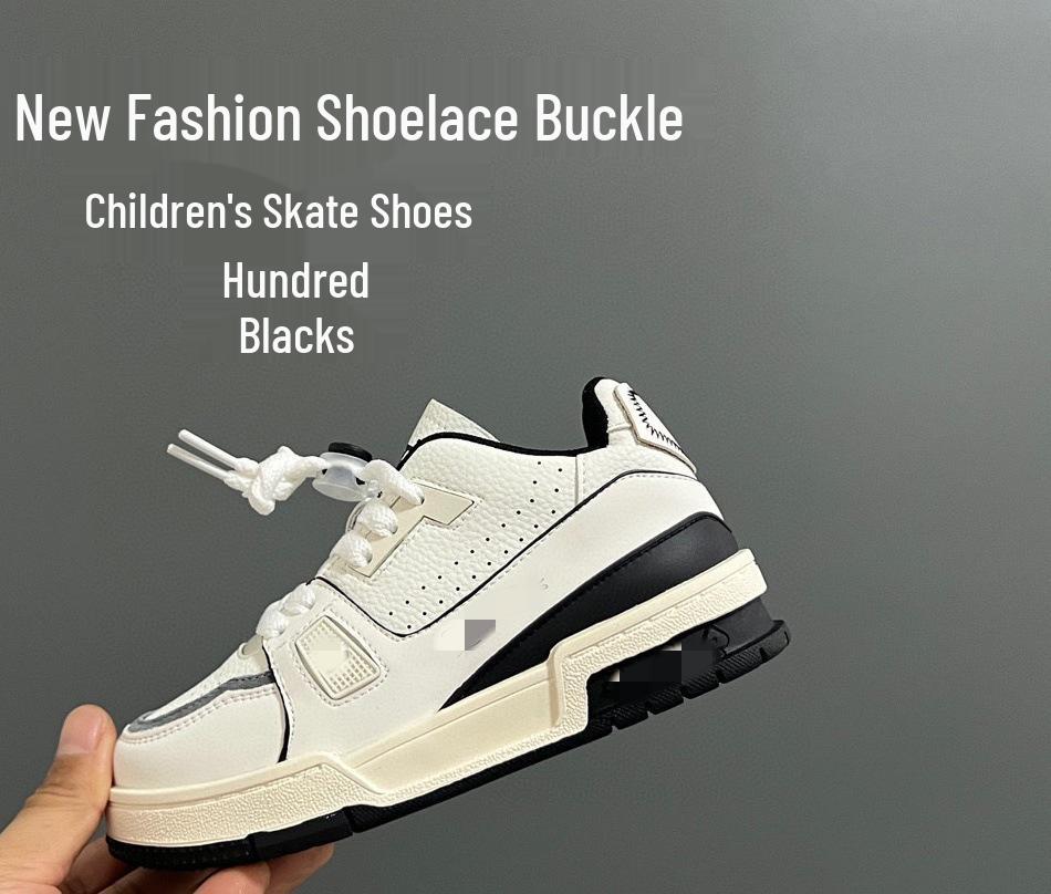 Unisex Genuine Leather Trendy Skate Shoes - Luxurious, Stylish, and Light Casual Footwear for Kids 26