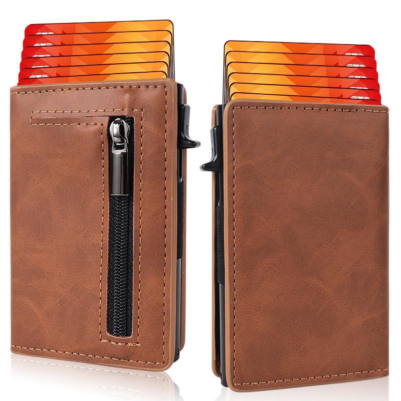 Multi-Card Slot Men Wallet Business Card Holder Fashion Folding Large-Capacity Coin Purse Pu Leather Black Short Purse Card Case