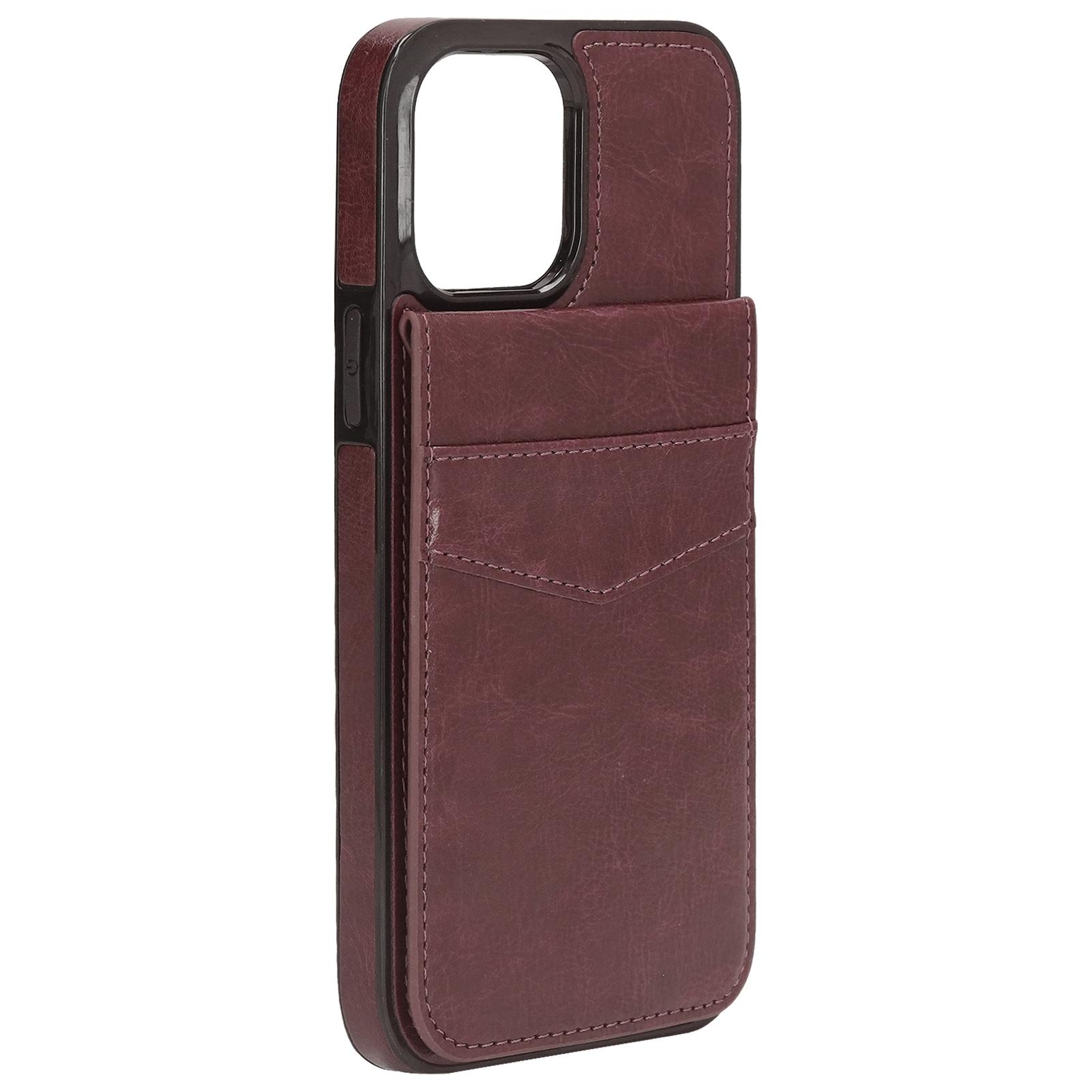 Wallet Phone Case Multifunctional Phone Protective Case with Magnetic Buckle Stand for IPhone 13 Pro Brown