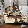 Vintage Cartoon Donkey Dog Cat Rooster Print Flannel Blanket Classic Fairy Tale Character Soft Throw Blanket Kids Bedroom Decor