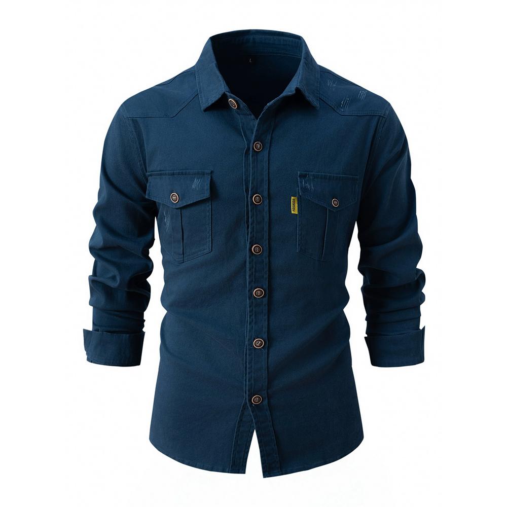 Autunno Inverno Camicie Casual da Uomo in Cotone Elasticizzato Lavato Moda Business Tinta Unita Camicia a Maniche Lunghe Uomo