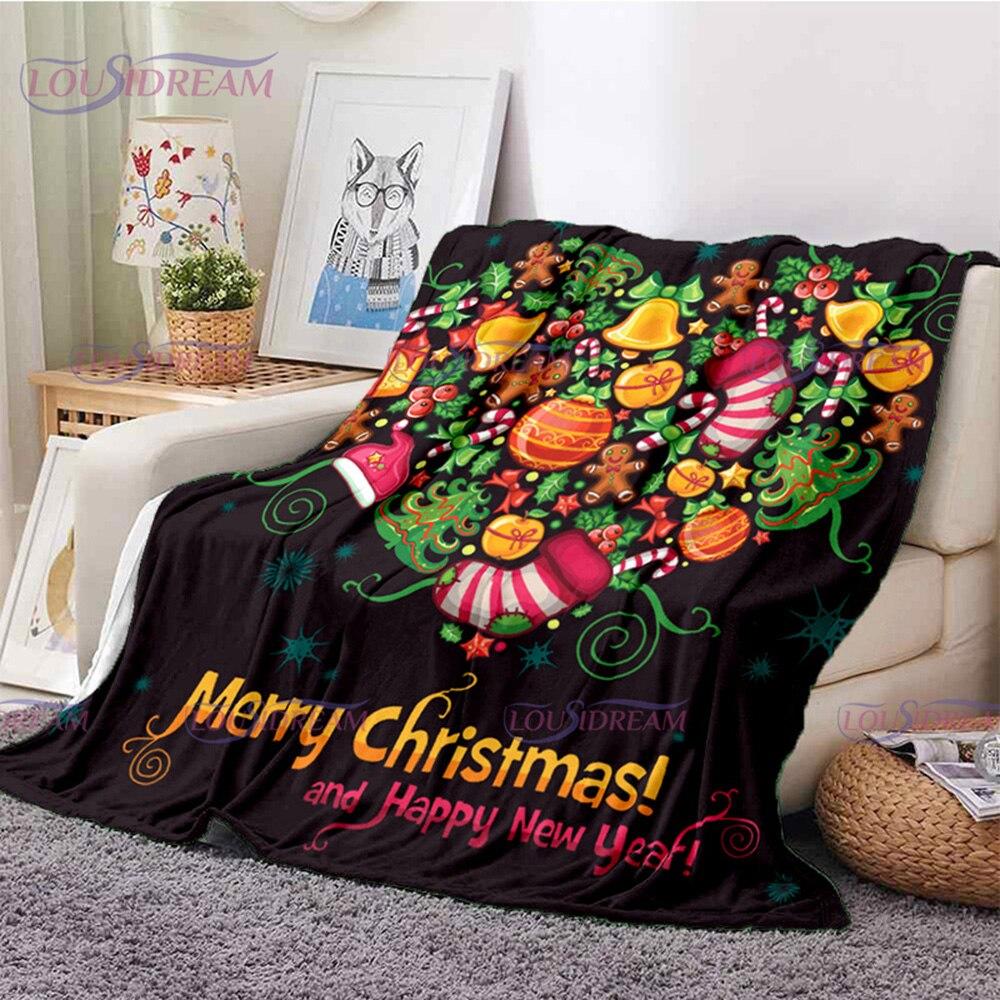 Merry Christmas Santa Claus Blanket Soft Flannel Throw Blanket for Home Bedroom Sofa Travel Office Snowflake Rest Cover Blanket