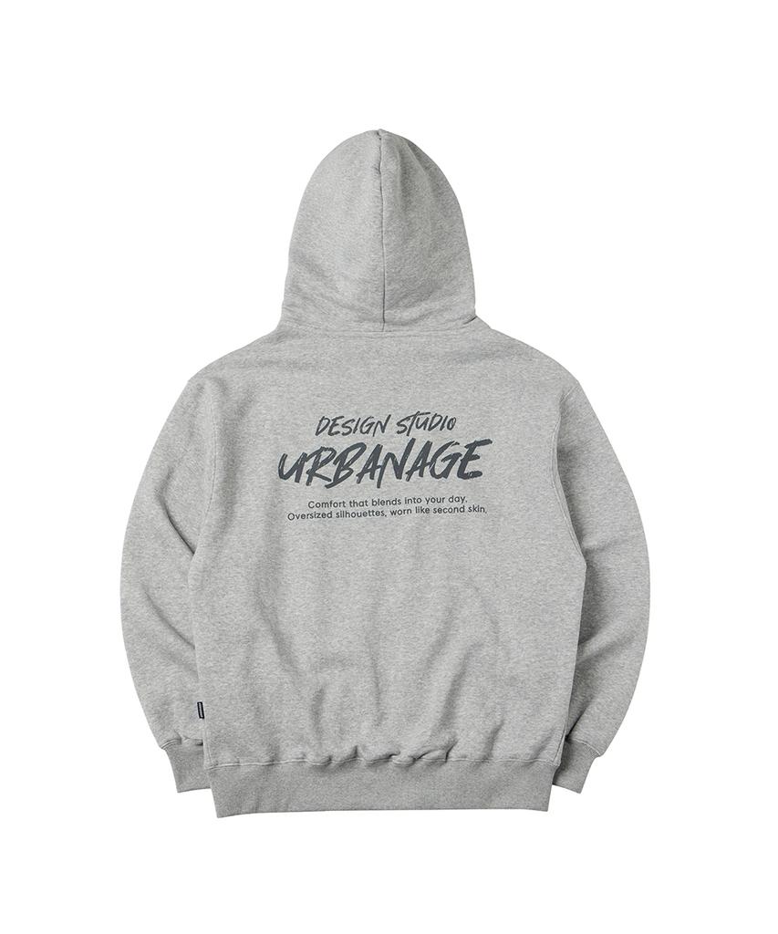 Urbanage Design Studio Logo Oversized Zip-Up Hoodie_Melange Grey