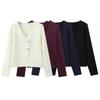 2025 Spring Women's Elegant Button-Detail Long-Sleeve Knit Top
