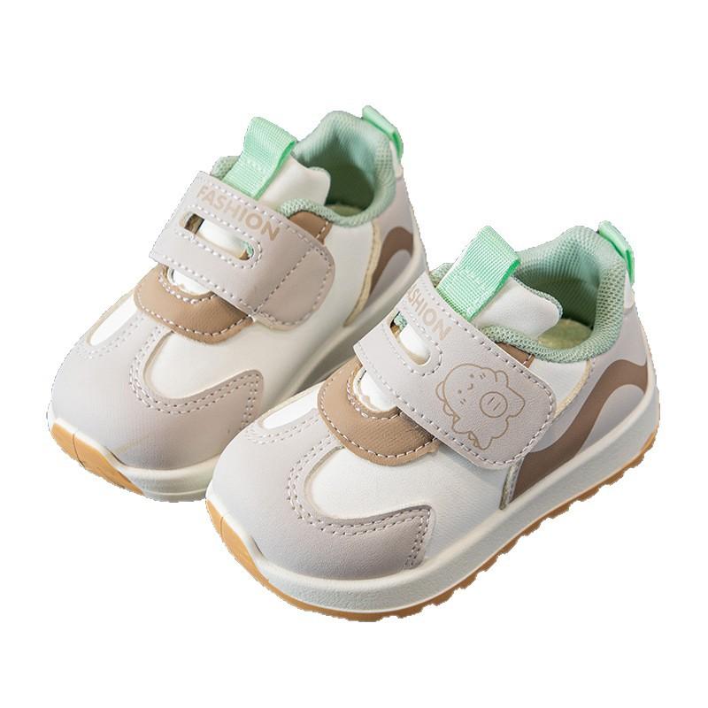 [Soft Sole Toddler Sneakers for Boys and Girls Leather Hook and Loop Non Slip Walking Shoes Casual Sport Shoes]
