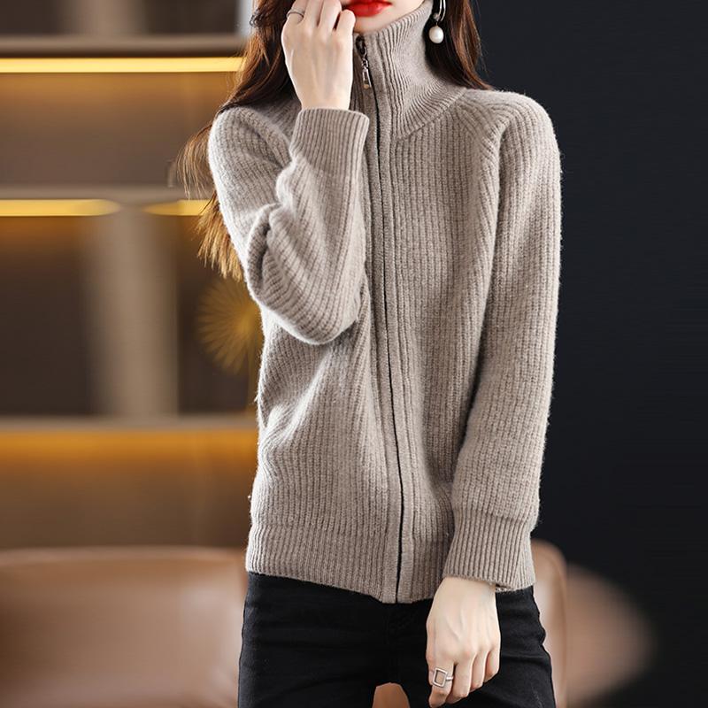 Cardigan damă din cașmir Qinghe cașmir 30% cașmir 70% lână toamnă și iarnă cardigan îngroșat din cașmir moale și cald