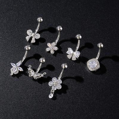 Stainless Steel Butterfly Flower Belly Button Ring Navel Piercing Ring For Women Girls Sexy Belly Piercing Ring Body Jewelry