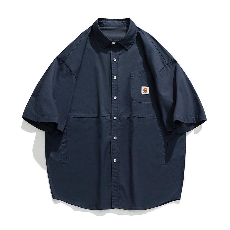 

Мужская рубашка Hanlu в японском стиле с короткими рукавами и карманами по бокам M