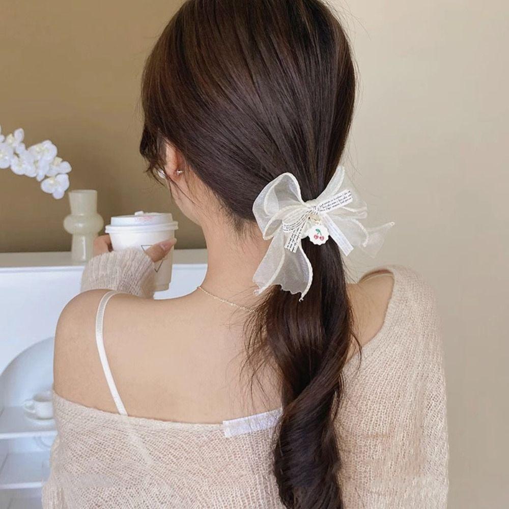 

Rubber Band Bow Hair Rope Korean Style Sweet Ponytail Holder Sweet Scrunchies Photograph
