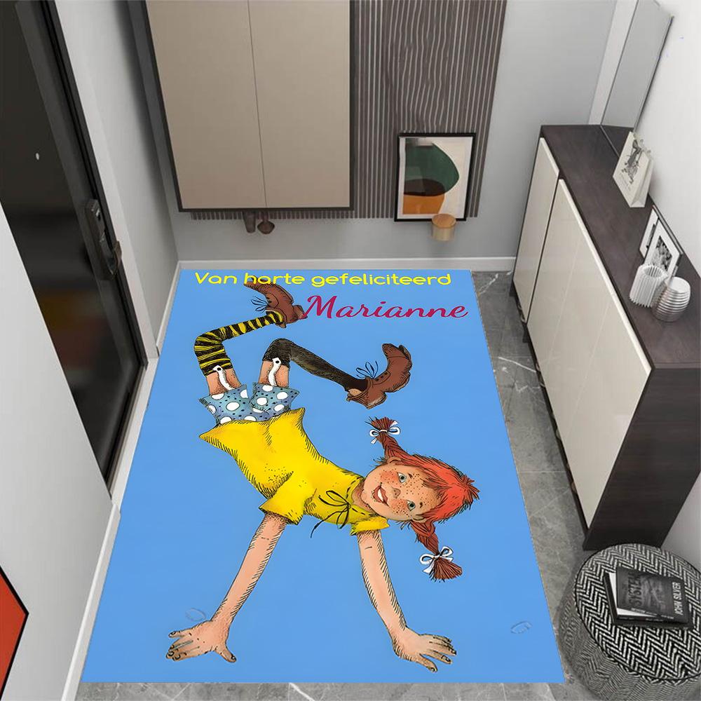 Pippi Buon Compleanno Marianne! Tappeti Antiscivolo Tematici - Arredamento per la Casa in Poliestere, Adatti per Camere da Letto, Soggiorni, Ingressi, Studi e Decorazioni