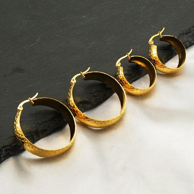 Stylové nerezové velké kulaté náušnice, luxusní náušnice, přehnaný hladký kruh, jednoduché a módní pro ženy