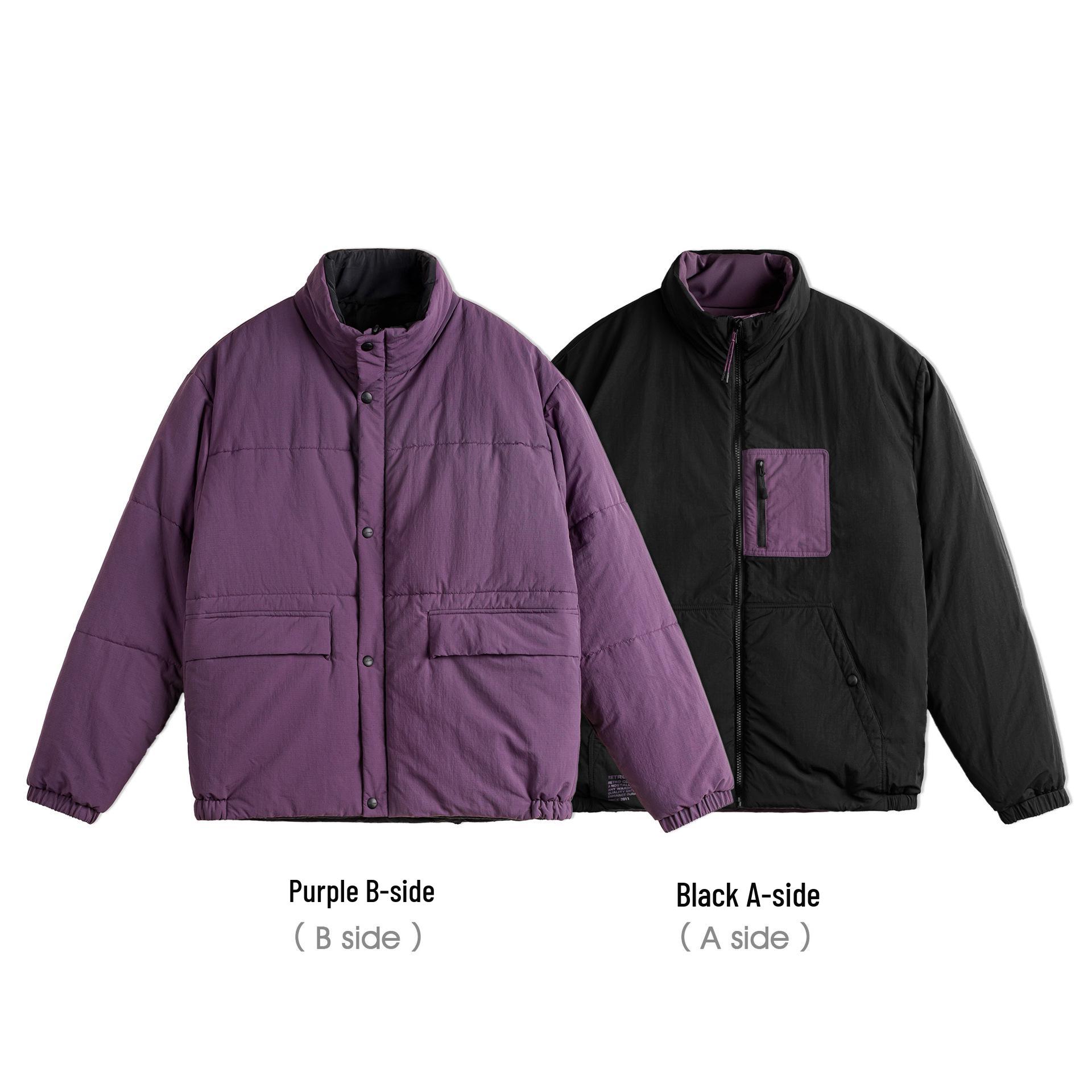 

Maden Workwear Reversible Thickened Warm Jacket: Mountain Style Short Stand-up Collar Outerwear for Men - Autumn/Winter 2XL