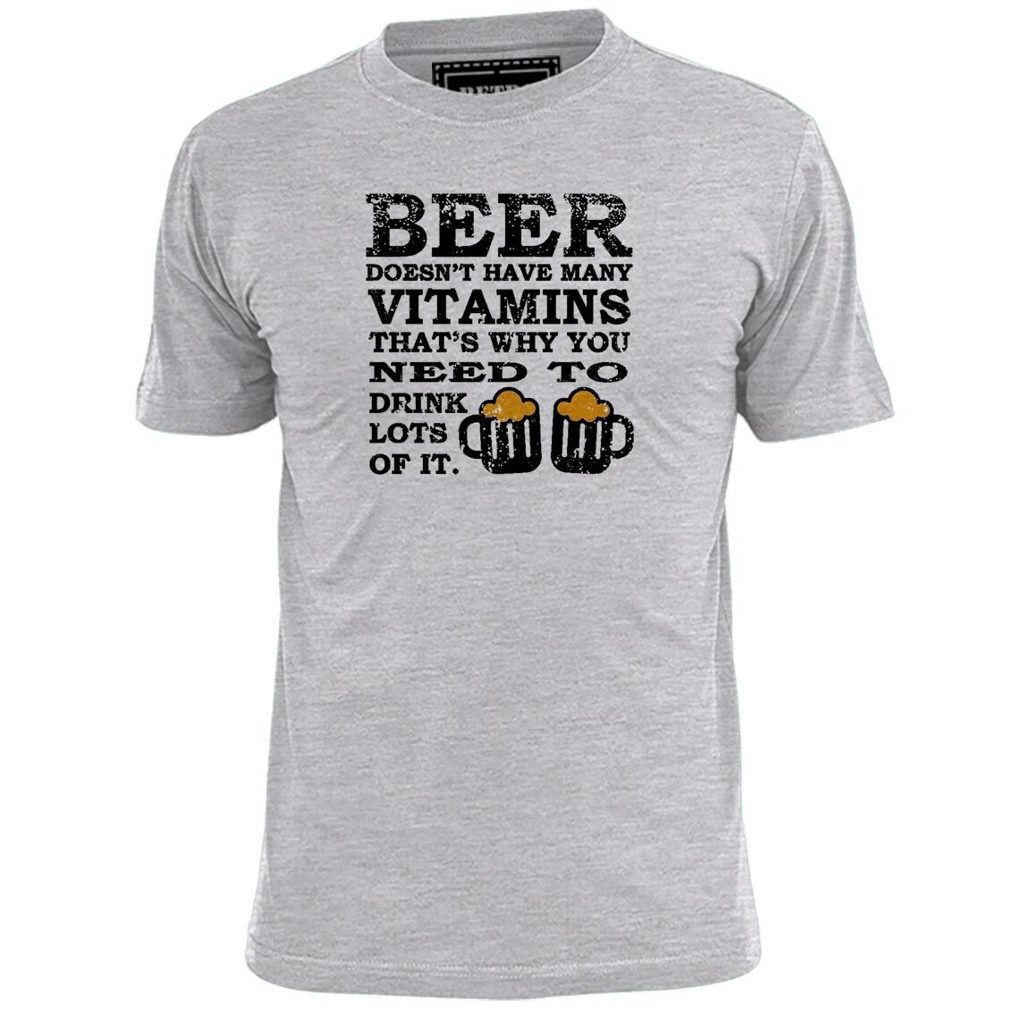 Mens Beer Doesn t Have Many Vitamins Drink Lots Of It Funny T shirt S