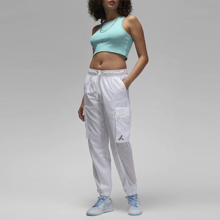 Jordan Solid Logo Round Neck Short Crop Tank Top Women Tops Cyan DX4700-464