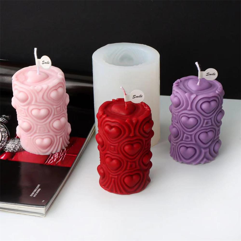 3D Letter Cylinder Cubic Love Silicone Candle Molds DIY Handmade Scented Candles Making Tool Valentine's Day Decor